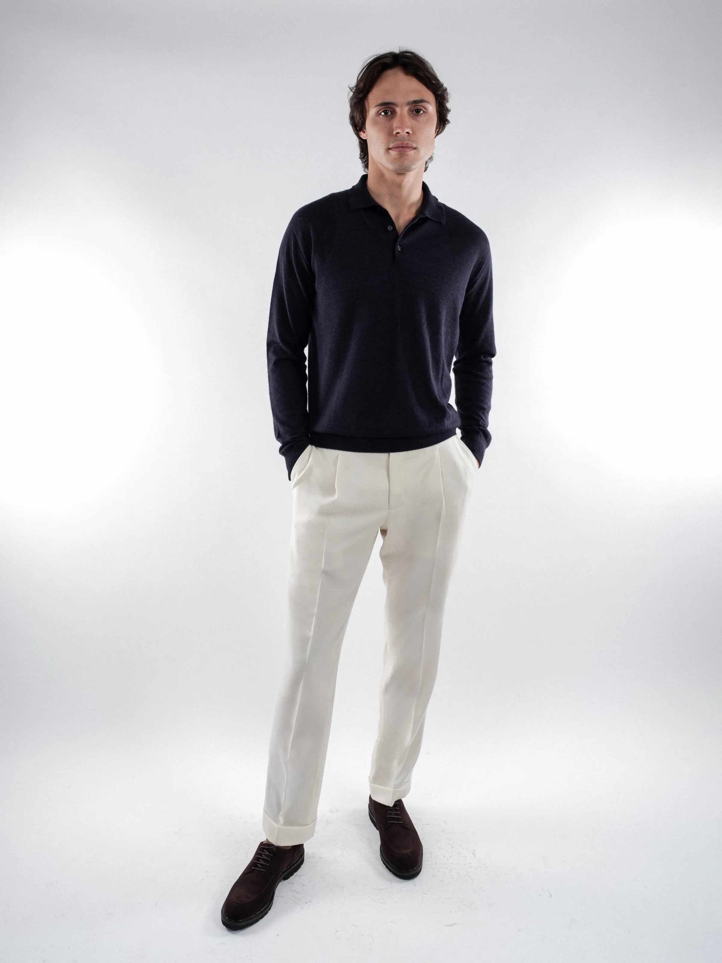 Navy Lightweight Merino Polo