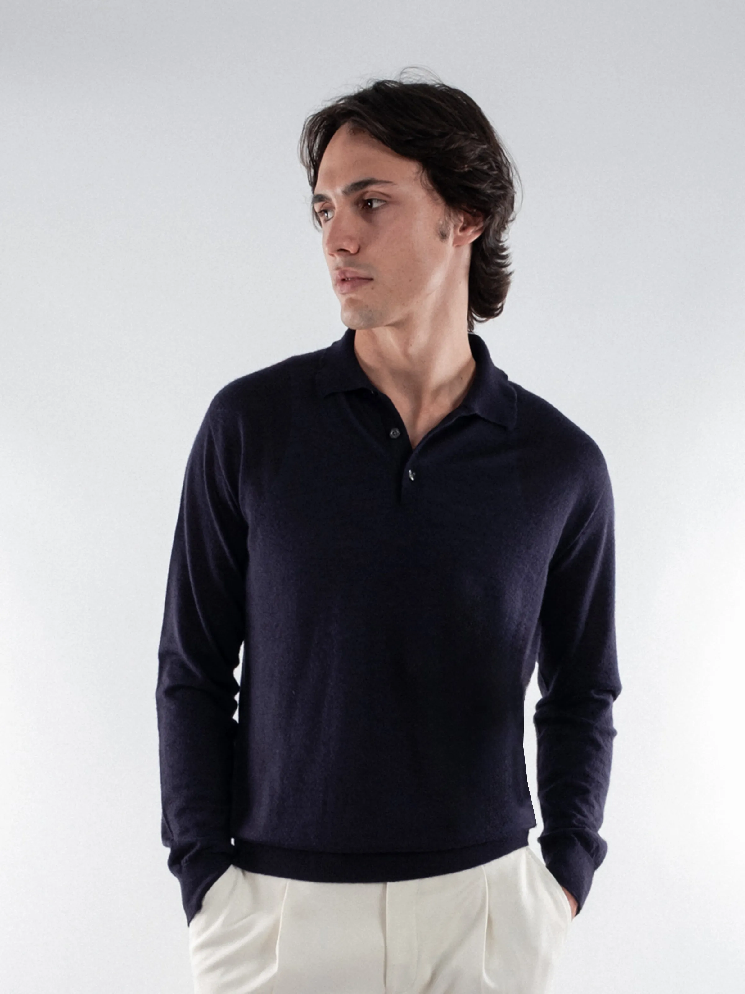 Navy Lightweight Merino Polo
