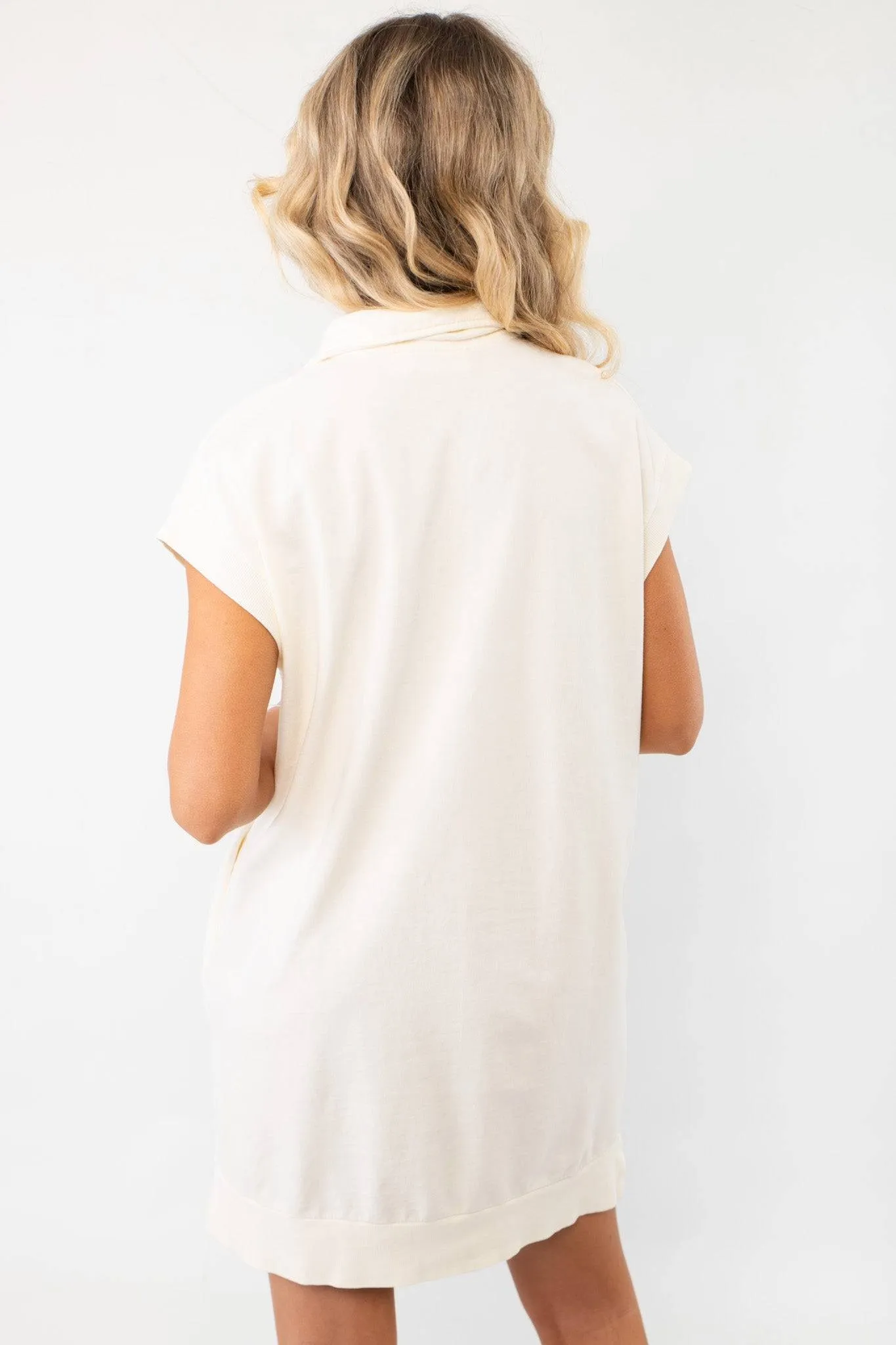 On the Go Cream Quarterzip Mini Dress
