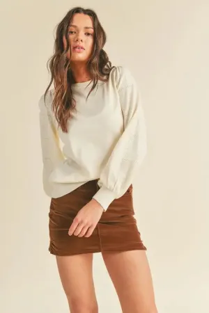 Pointelle Puff Sleeve Sweater