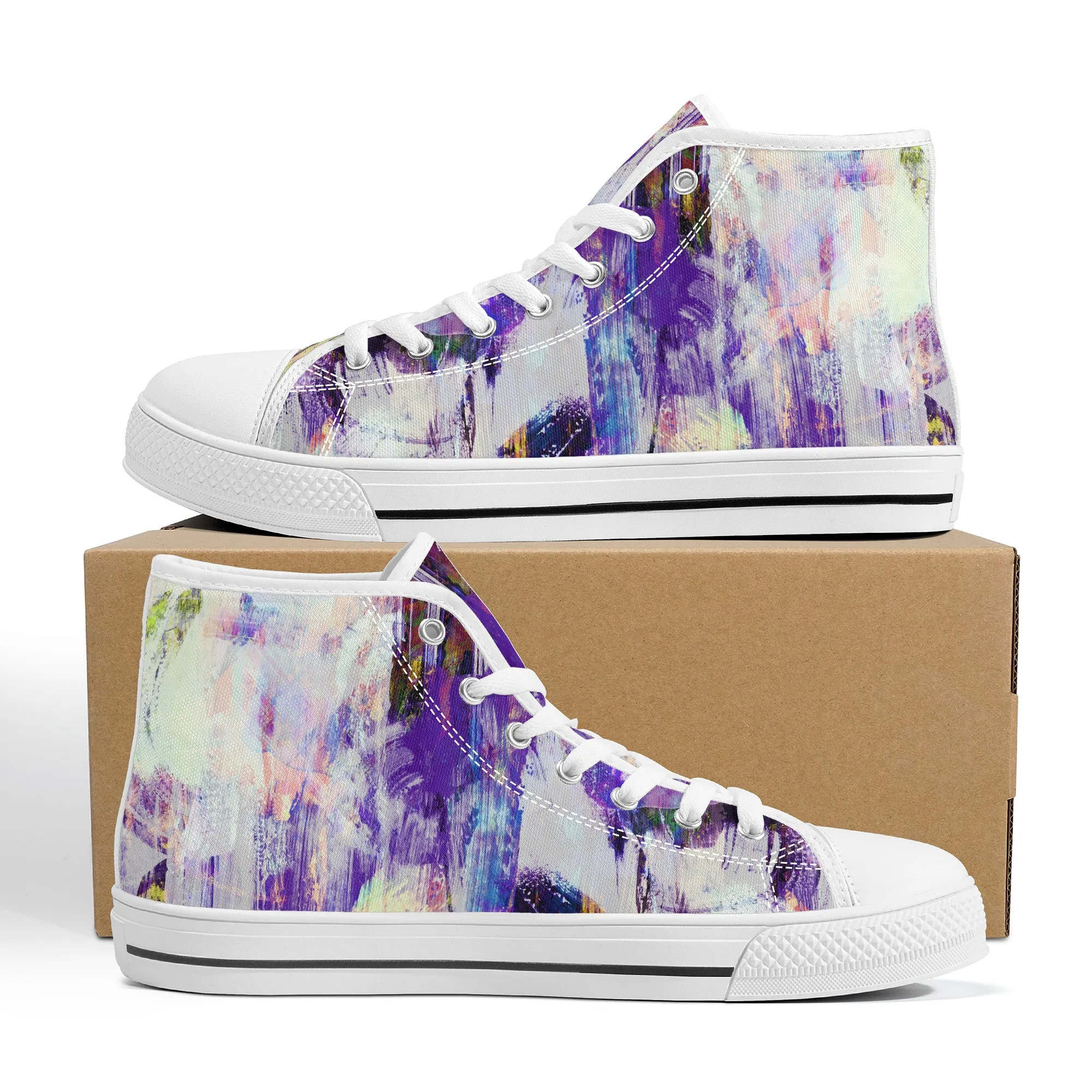 Purple Spring Abstract Converse Style High Tops