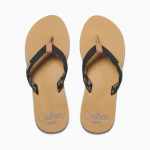 Reef Womens Cushion Sands Flip Flops - Black/Tan