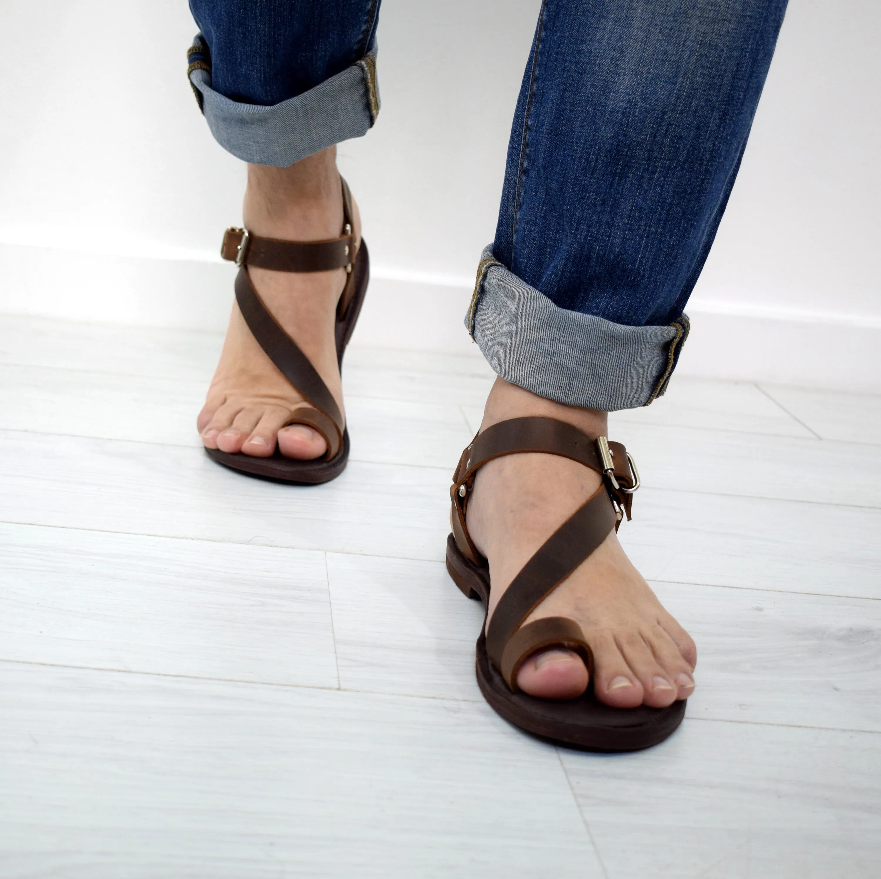 Roman Grecian Spartacus Mens brown sandals