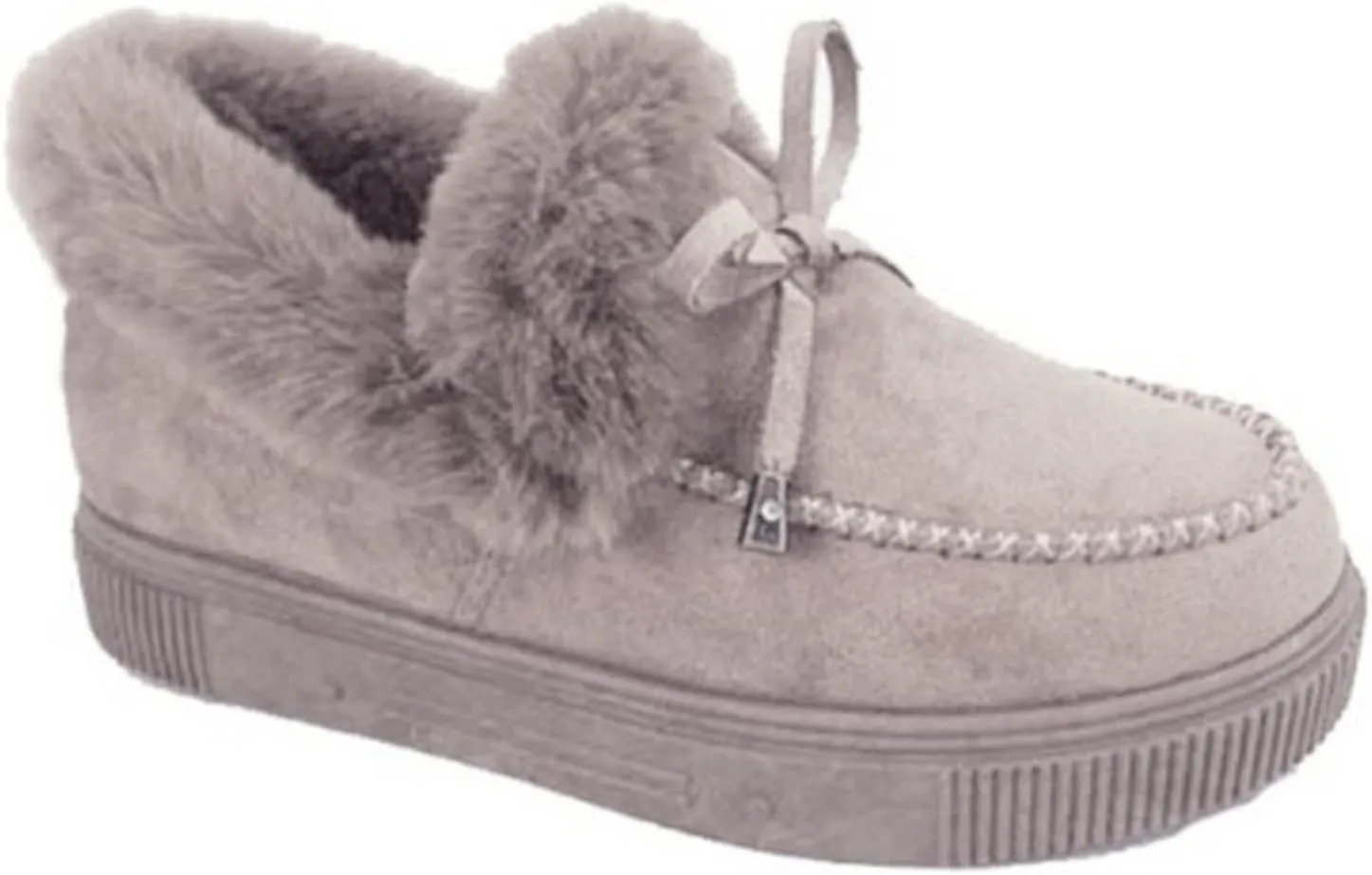 SACFOF Women's Winter Flat Boots Warm Durable Shoes Fur Lining Ankle Snow Boots Loafer Flats Platform Thick Plush Shoes