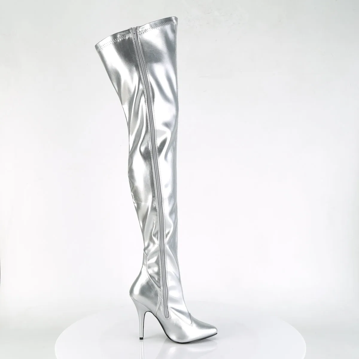 SEDUCE-3000 Pleaser Silver Sexy Single Sole Shoes (Fetish Footwear)