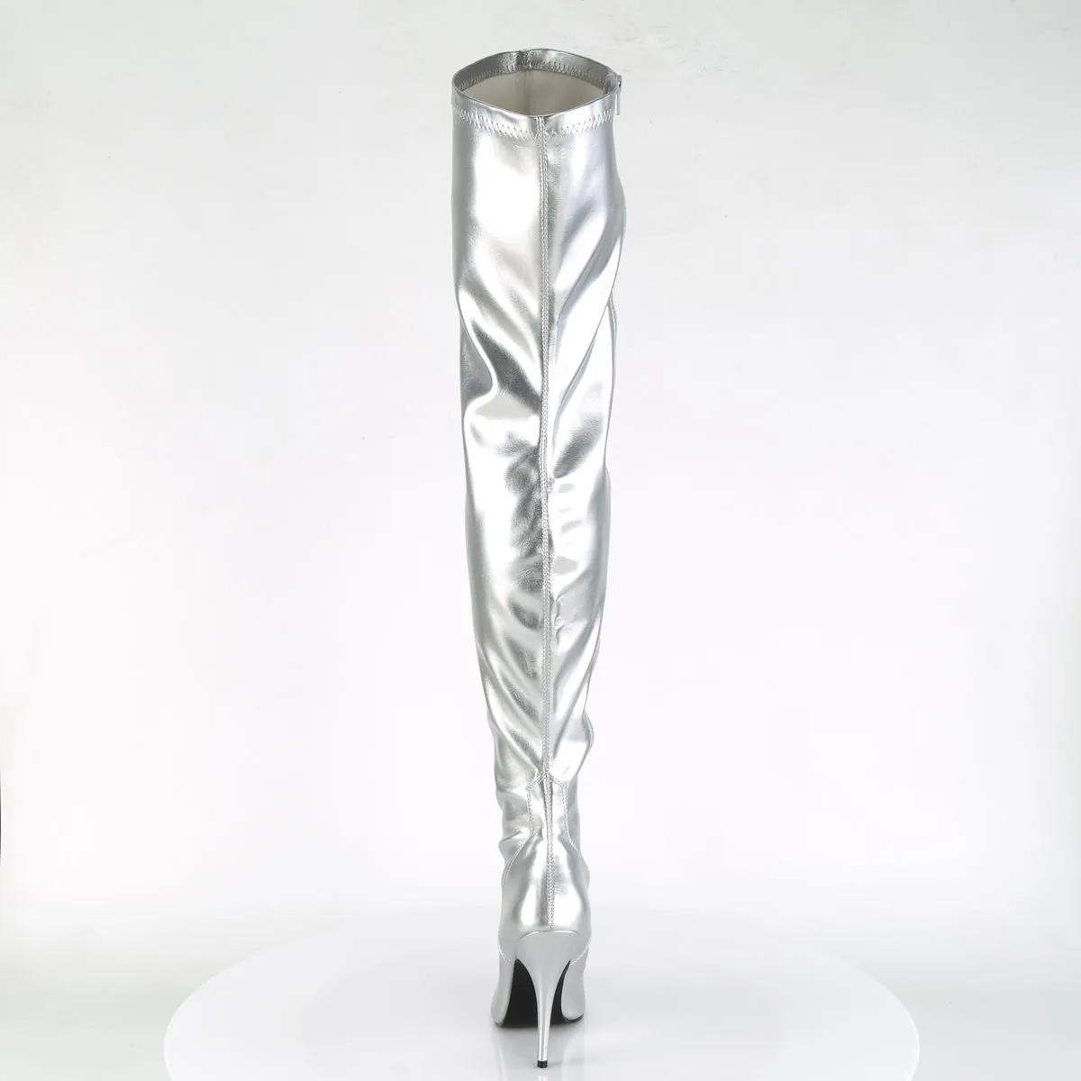 SEDUCE-3000 Pleaser Silver Sexy Single Sole Shoes (Fetish Footwear)