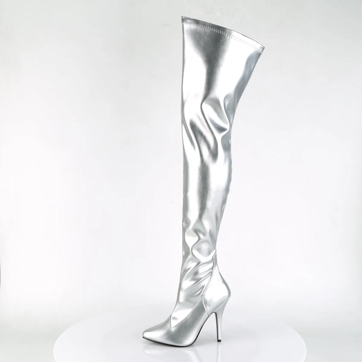 SEDUCE-3000 Pleaser Silver Sexy Single Sole Shoes (Fetish Footwear)