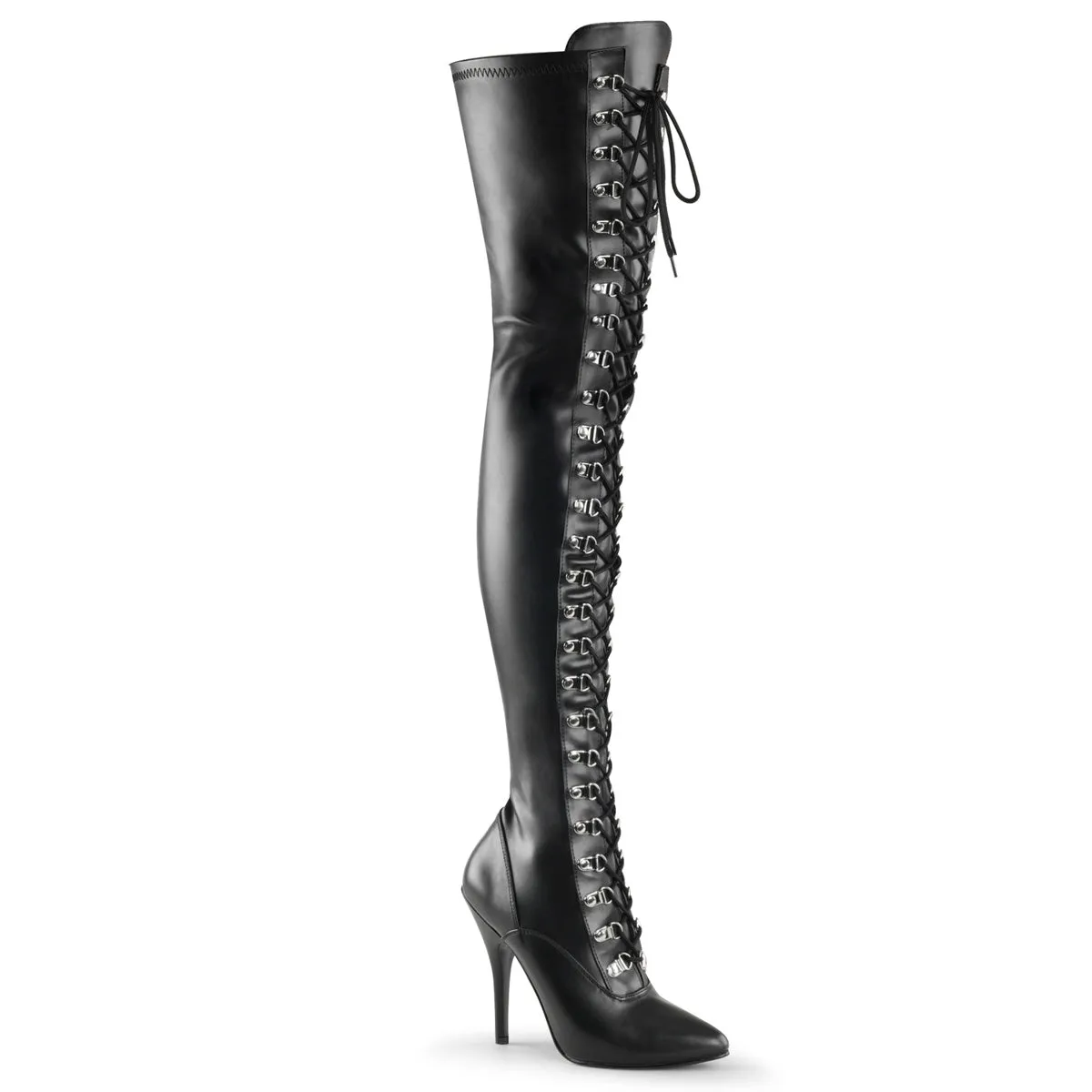 SEDUCE-3024 Pleaser Black Faux Leather Sexy Single Sole Shoes (Fetish Footwear)