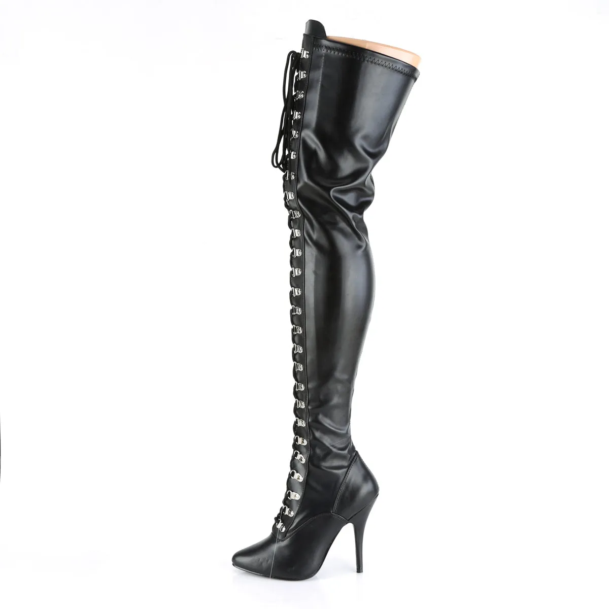 SEDUCE-3024 Pleaser Black Faux Leather Sexy Single Sole Shoes (Fetish Footwear)