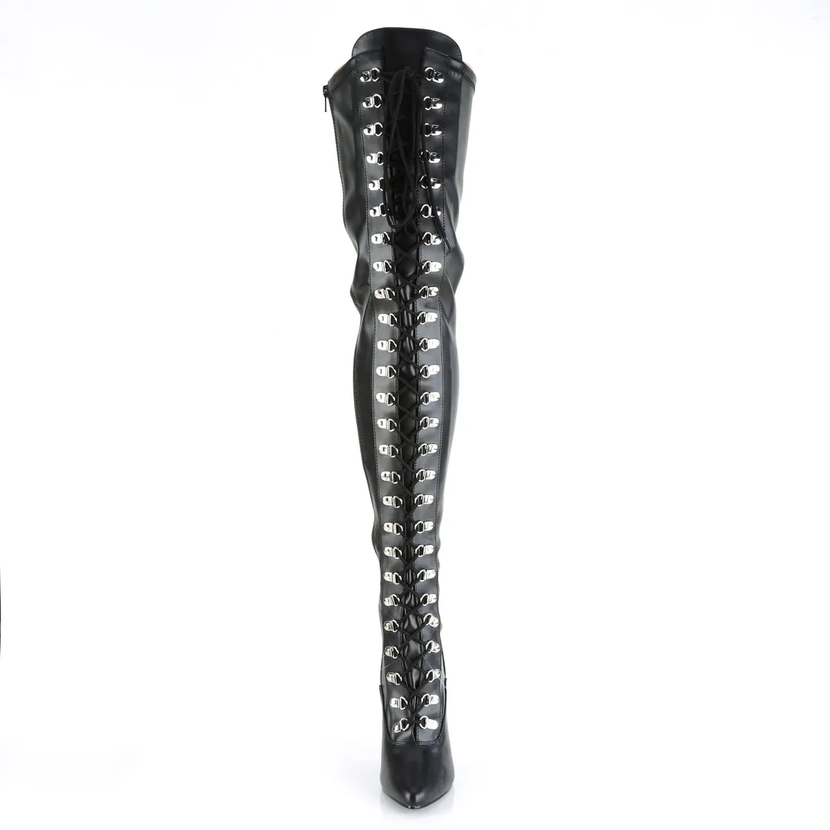 SEDUCE-3024 Pleaser Black Faux Leather Sexy Single Sole Shoes (Fetish Footwear)