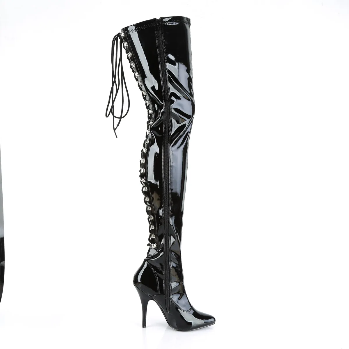 SEDUCE-3063 Pleaser Black Patent Sexy Single Sole Shoes (Fetish Footwear)