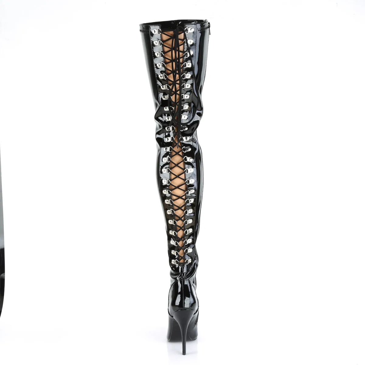 SEDUCE-3063 Pleaser Black Patent Sexy Single Sole Shoes (Fetish Footwear)