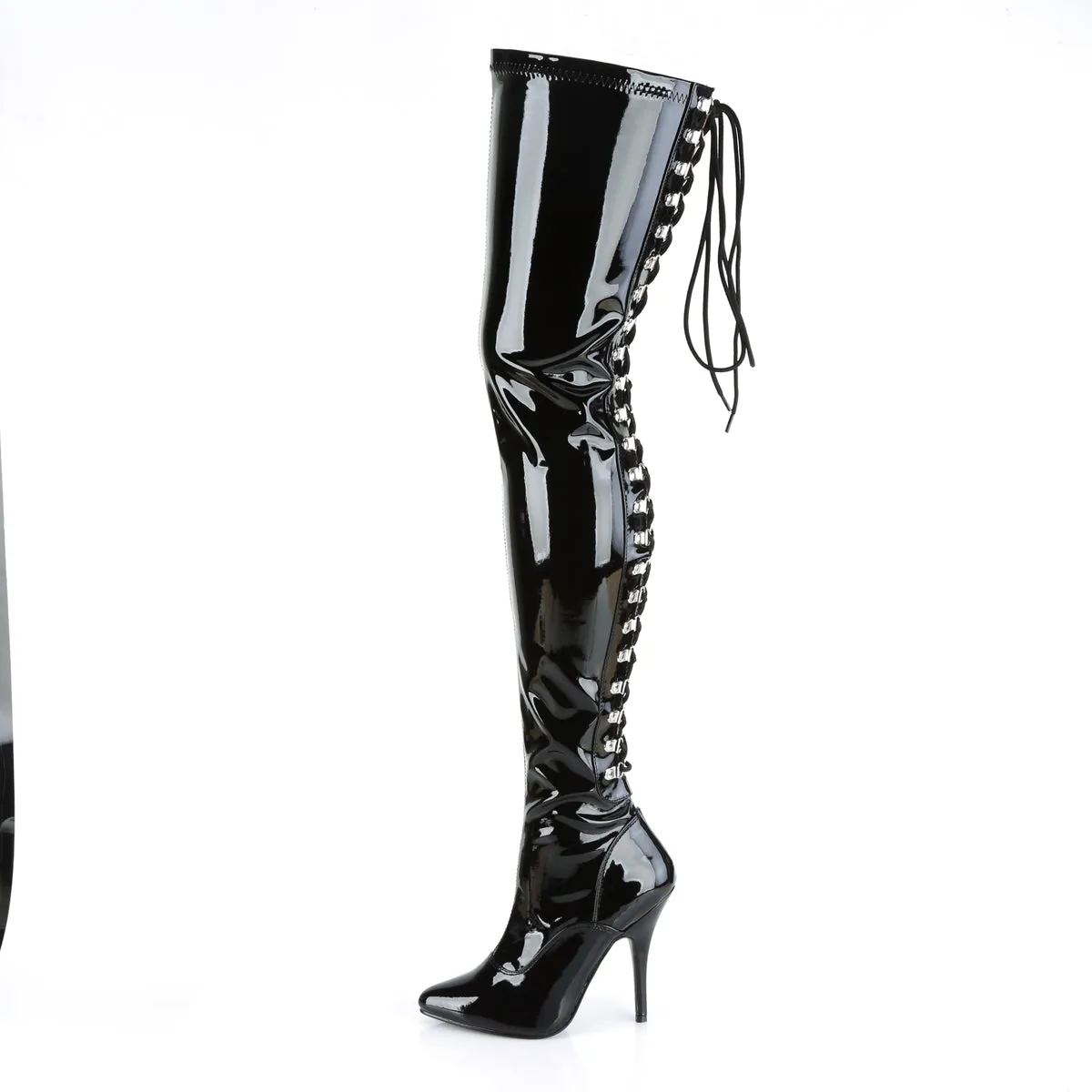 SEDUCE-3063 Pleaser Black Patent Sexy Single Sole Shoes (Fetish Footwear)