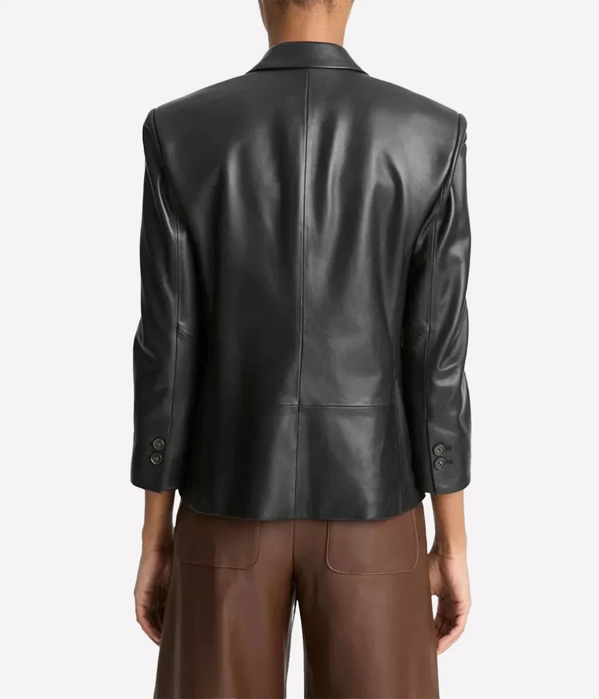 Shrunken Leather Blazer in Black