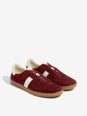 SOLEPLAY Maroon Faux-Suede Lace-Up Sneakers