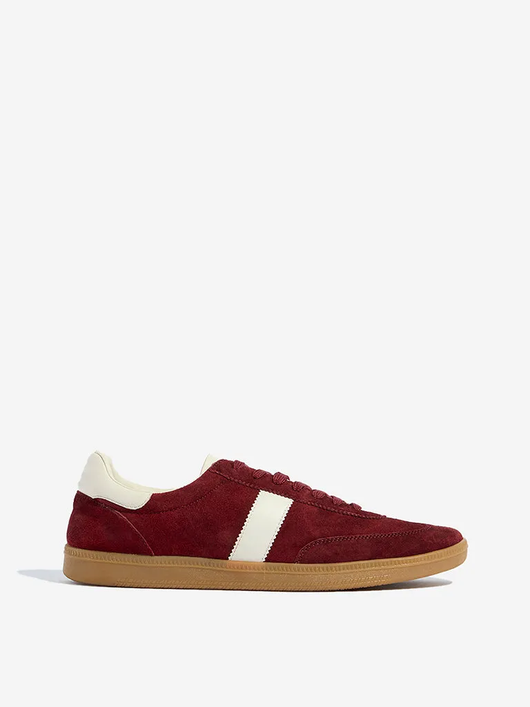 SOLEPLAY Maroon Faux-Suede Lace-Up Sneakers