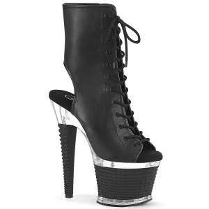 SPECTATOR-1016 Pleaser Black Faux Leather Sexy Platform Shoes (Pole Dancing Heels)