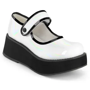 SPRITE-01 DemoniaCult White Holo Patent Sexy Women's Heels & Platform Shoes (Alternative Footwear)