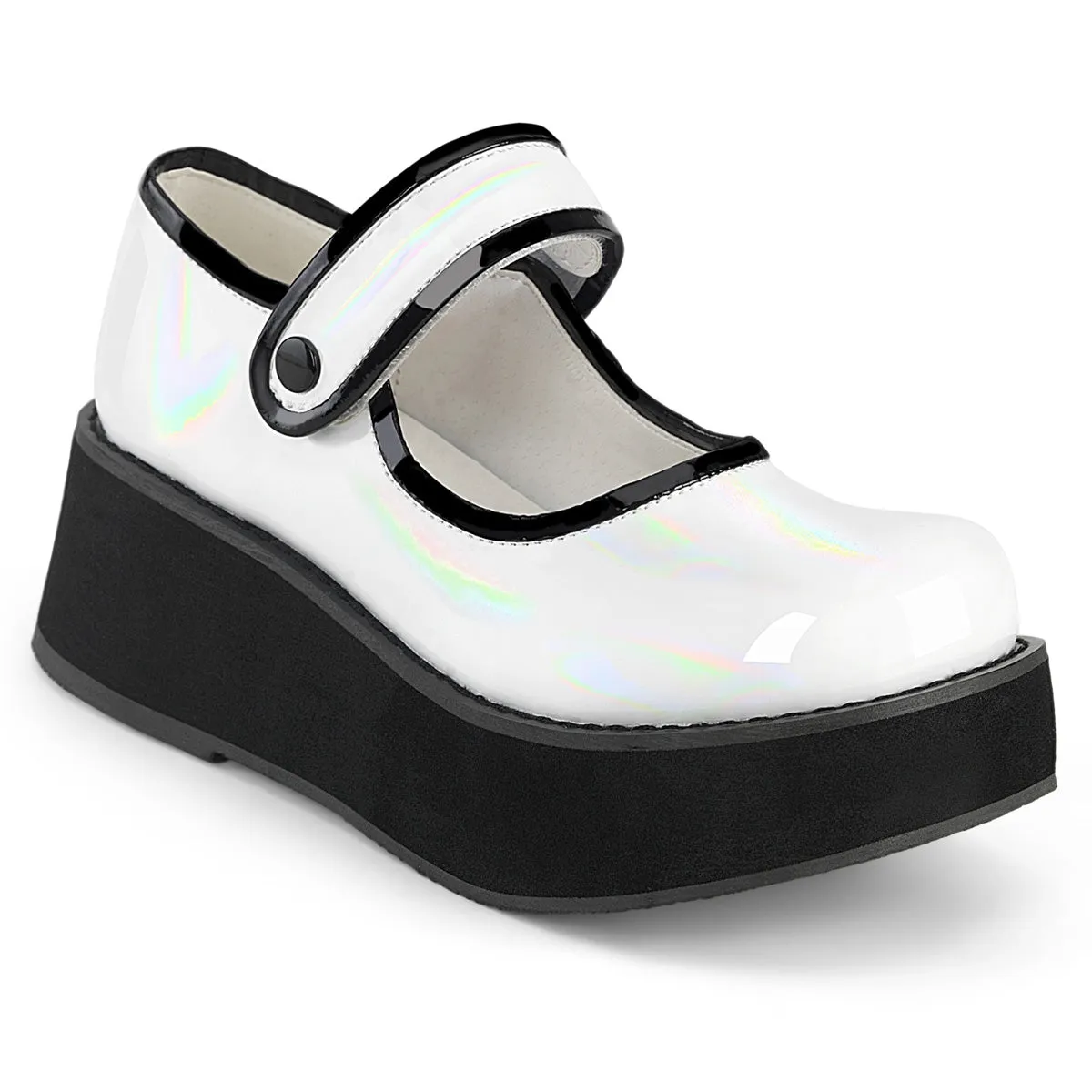 SPRITE-01 DemoniaCult White Holo Patent Sexy Women's Heels & Platform Shoes (Alternative Footwear)