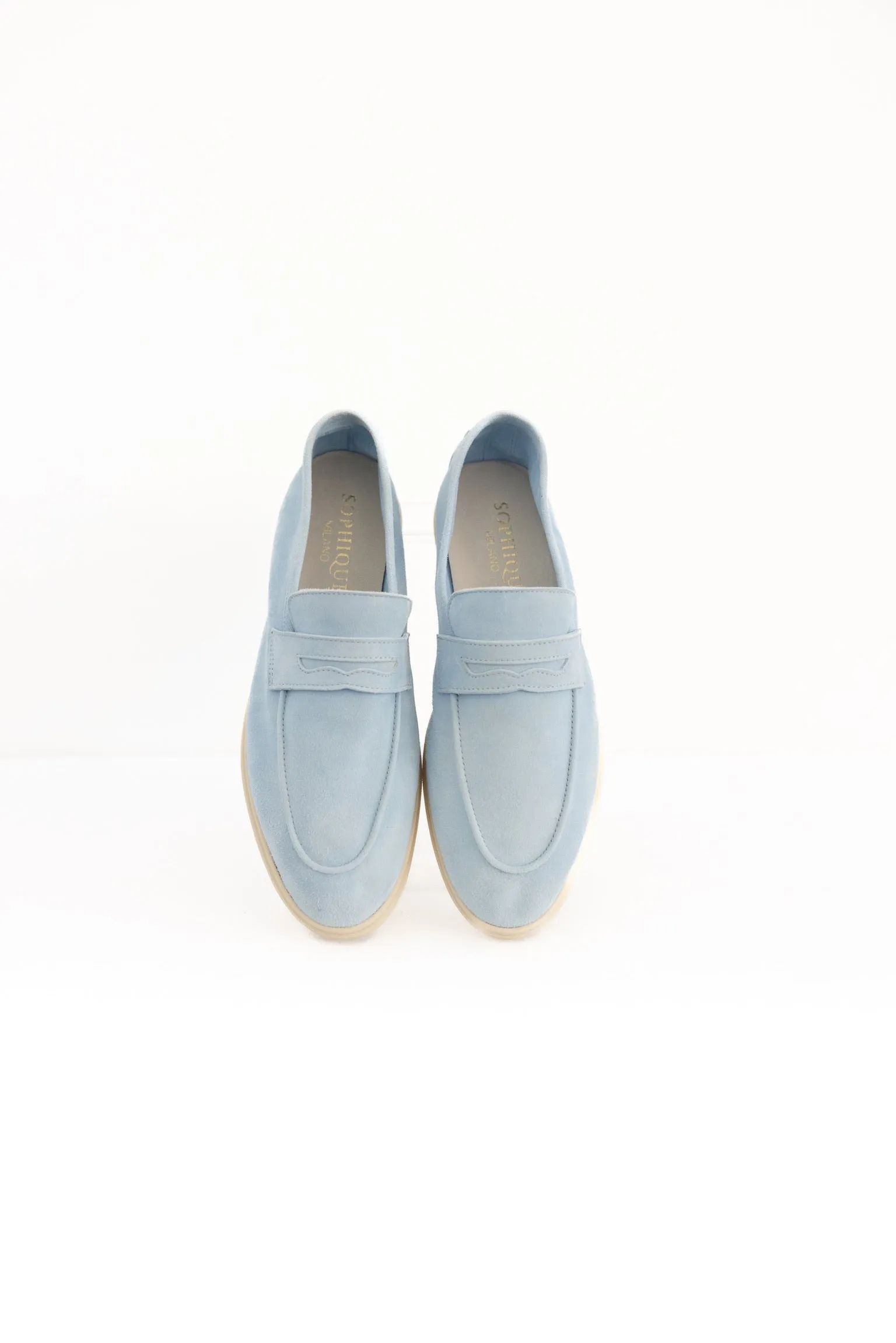 Suede Leather Loafer in Baby Blue
