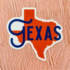 Texas Shaped Word Sticker
