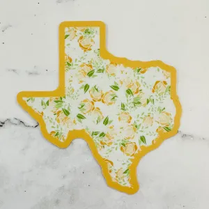 Texas Shaped Yellow Rose Print Sticker