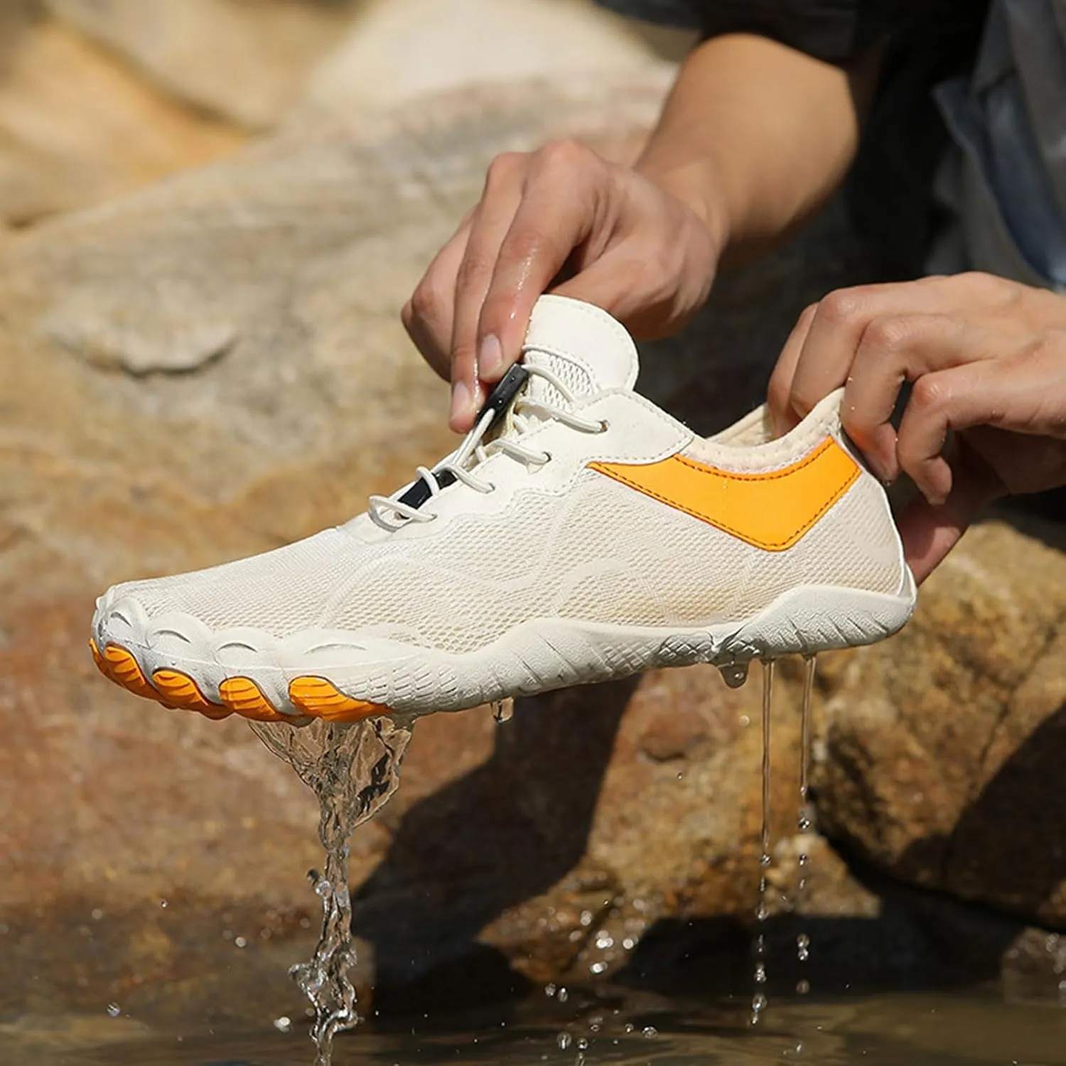 Thatrich Womens Hike Barefoot Shoes Breathable Athletic Running Men Wide Toe Box Non Slip Water Proof Work Shoe Vacation Beach Grounded Footwear Slip-On Lightweight Comfy Hiking Sneakers for Unisex