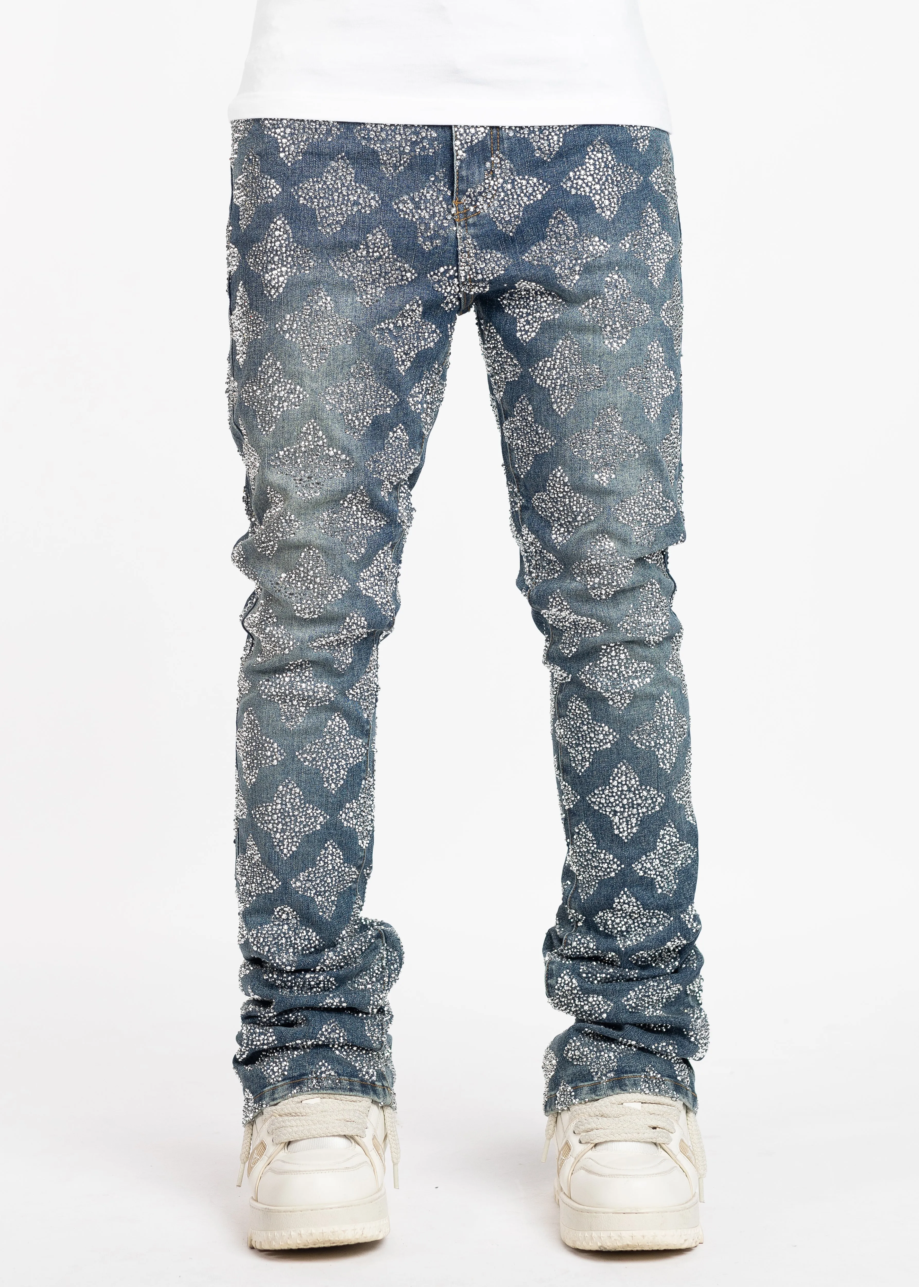 Vintage Blue Embellished Denim