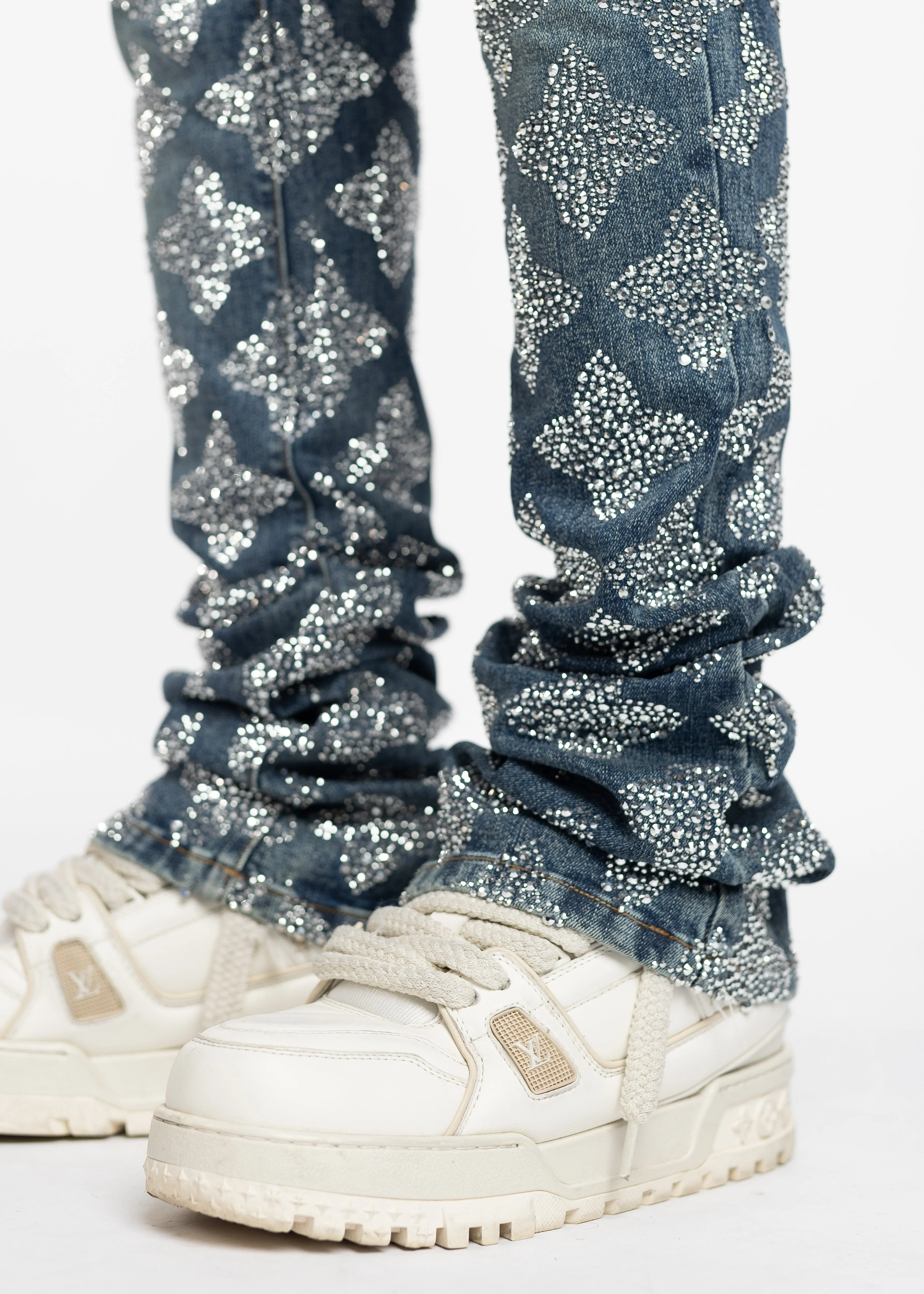 Vintage Blue Embellished Denim