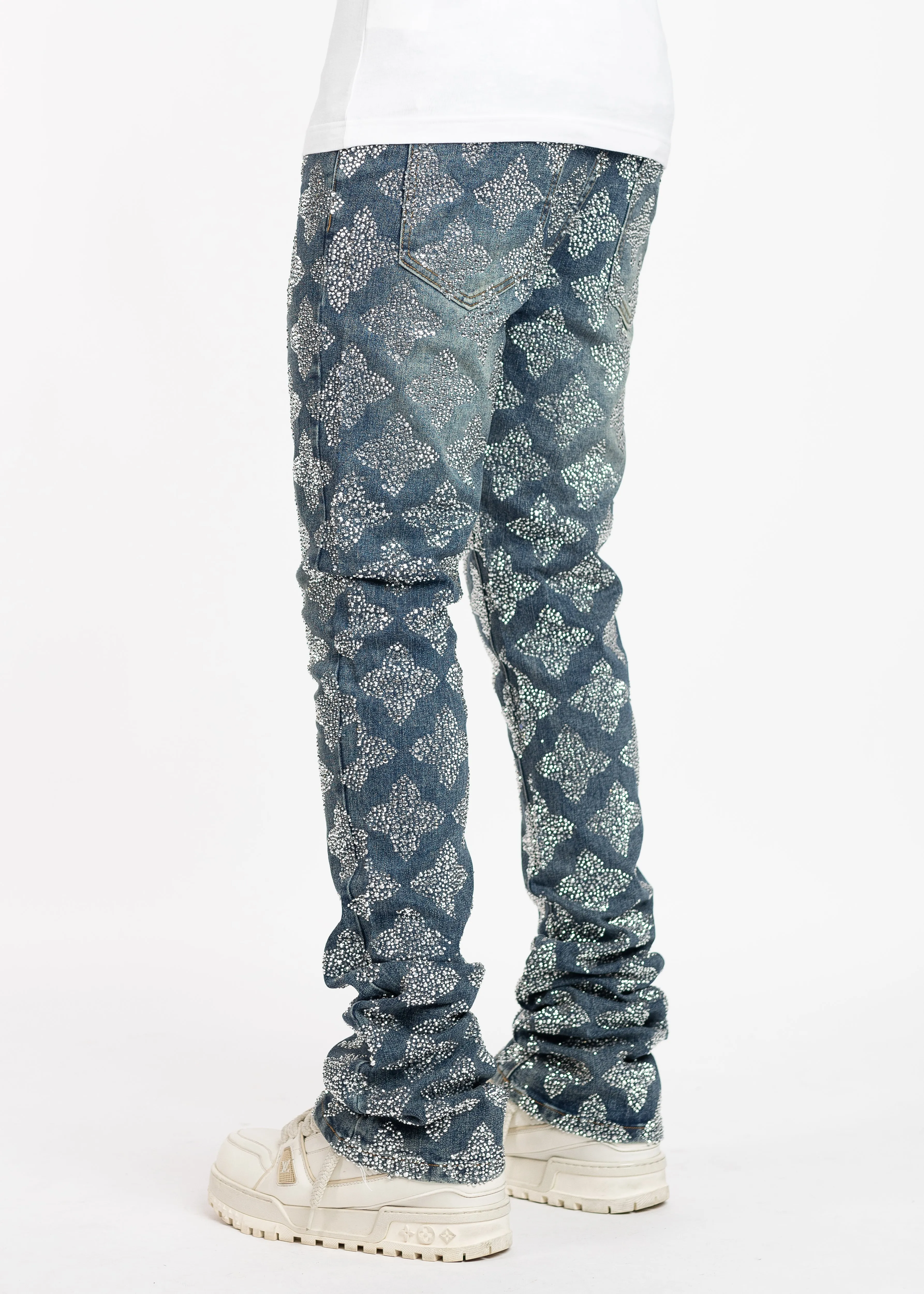 Vintage Blue Embellished Denim