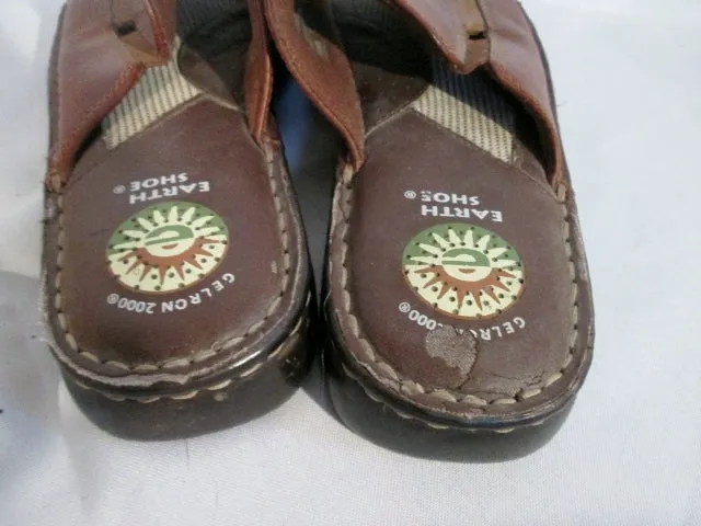 Womens GELRON 2000 EARTH SHOES SUPERIOR Sandal Flip Flop Thong Slide 7.5 BROWN Shoe