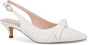 Womens Slingback Pumps Bow Tie Closed Pointed Toe Kitten Heels Mules Slip On Wedding Dress Pumps Shoes