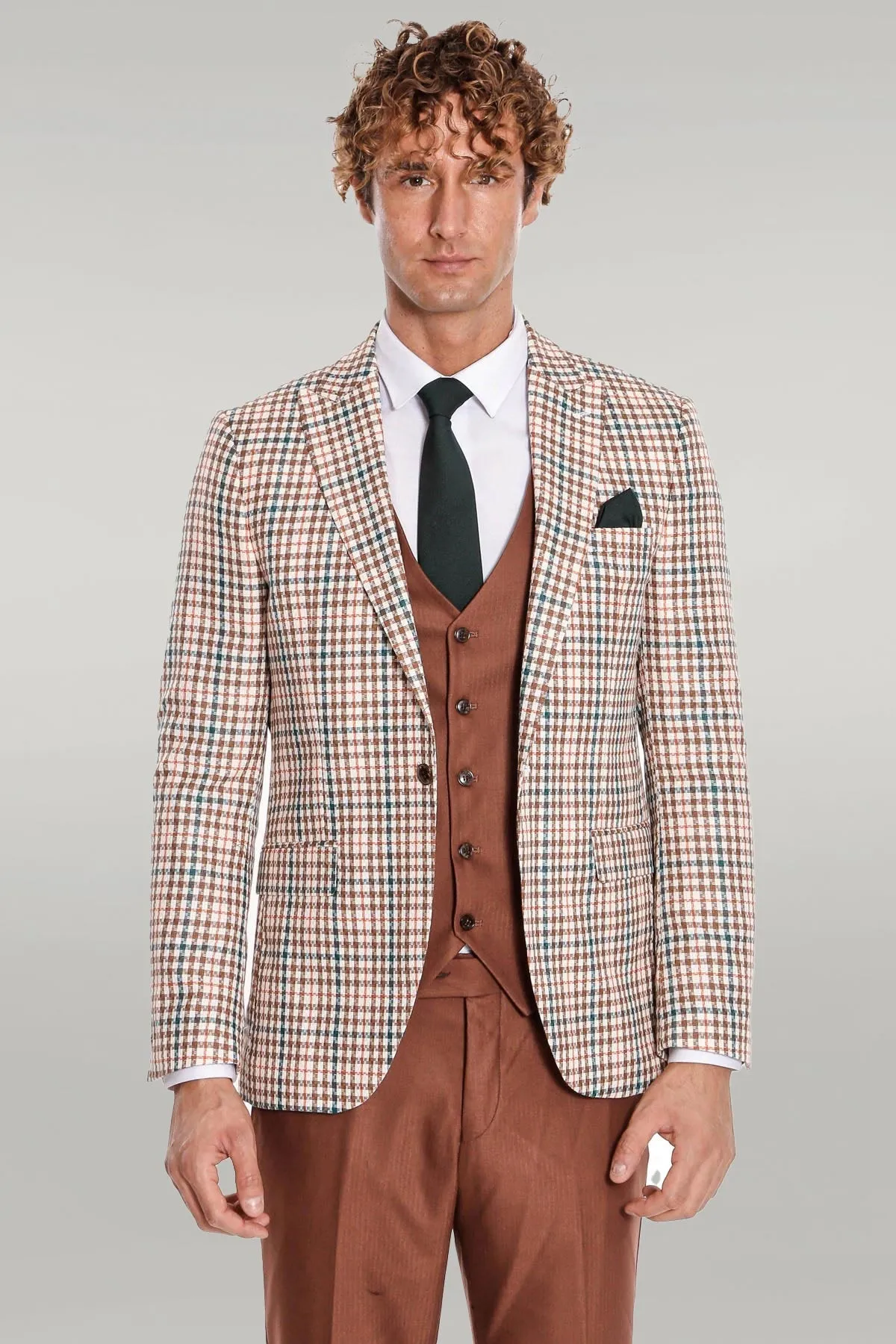 WSS Plaid Brown Men Suit  - Singen
